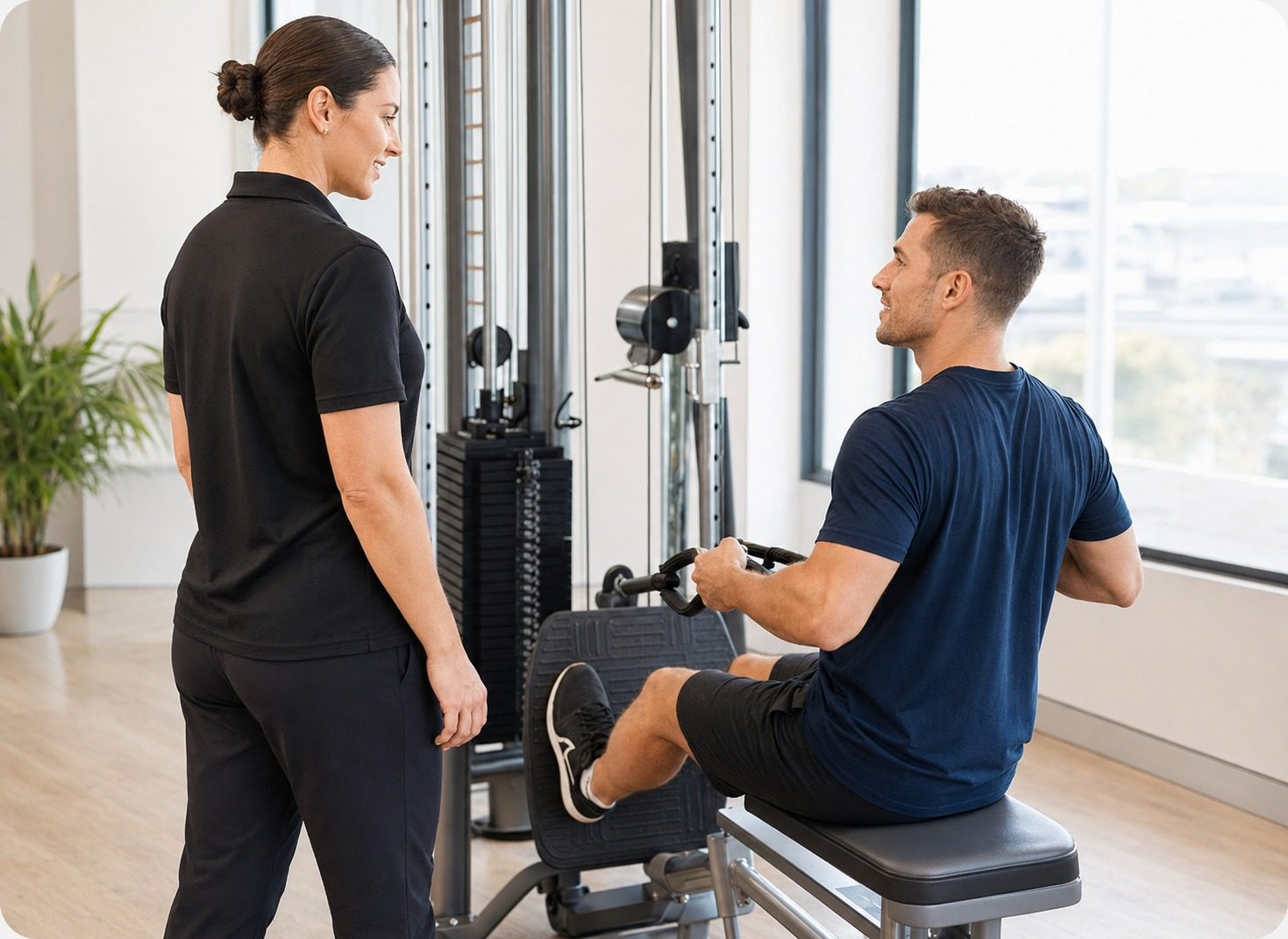 An exercise physiology session in a clinic gym