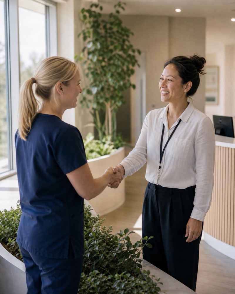 A warm welcome in a clinic reception